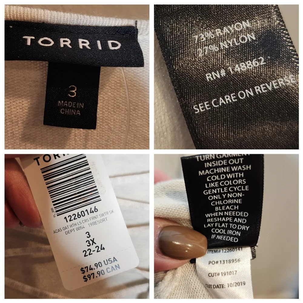 NWT‎ Torrid Mini Sweater Cross Front Skater Dress Beige Greige Oatmeal Size 3X